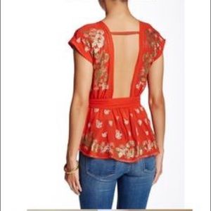 NWOT Free People gold embellished open back top